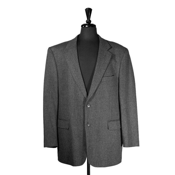 Brooks Brothers Mens Blazer Gray Herringbone 100% Wool Jacket Sport Coat 46R